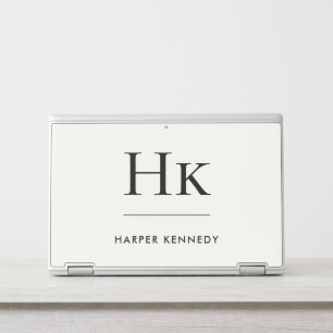 Monogram Personalized Classic Ivory White Name HP Laptop Skin