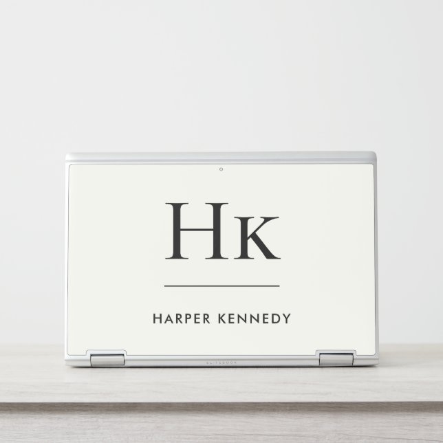 Monogram Personalized Classic Ivory White Name HP Laptop Skin (Front)