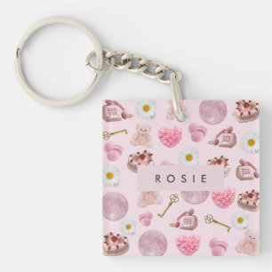 Monogram Personalized Coquette Vintage Seashell Keychain