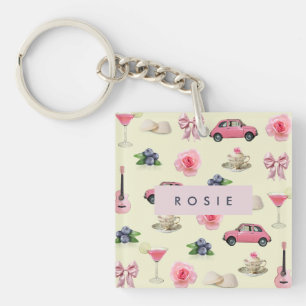 Monogram Personalized Coquette Vintage Seashell Keychain