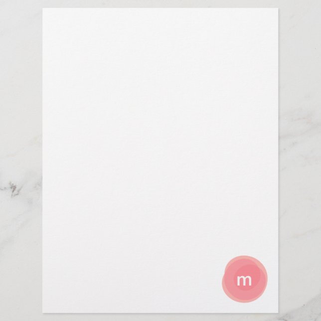 Monogram Personalized Coral and Pink Modern Letterhead (Front)