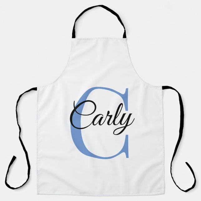 Monogram Personalized Custom Apron - Periwinkle (Front)