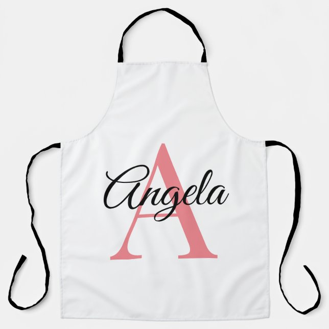Monogram Personalized Custom Apron - Pink (Front)