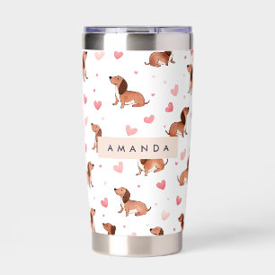 Monogram Personalized Cute Dachshund Dog Insulated Tumbler
