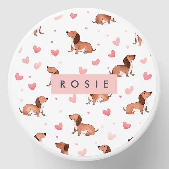 Monogram Personalized Cute Dachshund Dog Mini Candle Favors (Front)