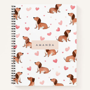 Monogram Personalized Cute Dachshund Dog Notebook