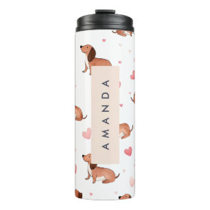 Monogram Personalized Cute Dachshund Dog Thermal Tumbler