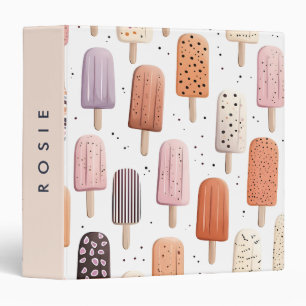 Monogram Personalized Cute Popsicle Pattern  3 Ring Binder