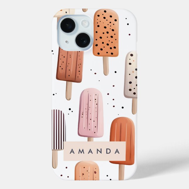 Monogram Personalized Cute Popsicle Pattern  Case-Mate iPhone Case (Back)