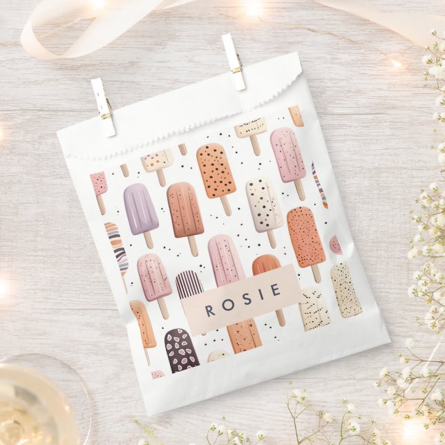 Monogram Personalized Cute Popsicle Pattern  Favor Bag (Clipped)