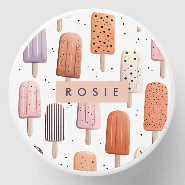 Monogram Personalized Cute Popsicle Pattern Mini Candle Favors (Front)