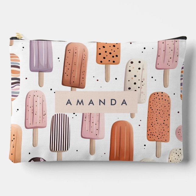 Monogram Personalized Cute Spring Tulip Pattern Accessory Pouch (Front)