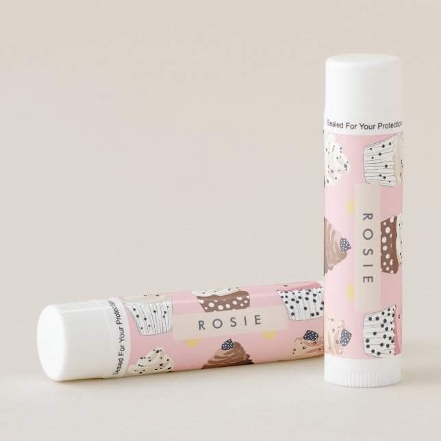 Monogram Personalized Cute Sweet Cupcake  Lip Balm (Front)
