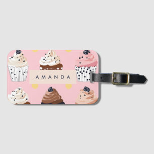Monogram Personalized Cute Sweet Cupcake Luggage Tag