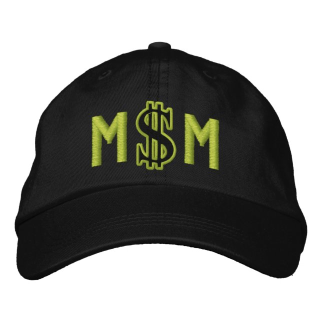Monogram Personalized Dollar Sign Cash Embroidered Baseball Hat (Front)