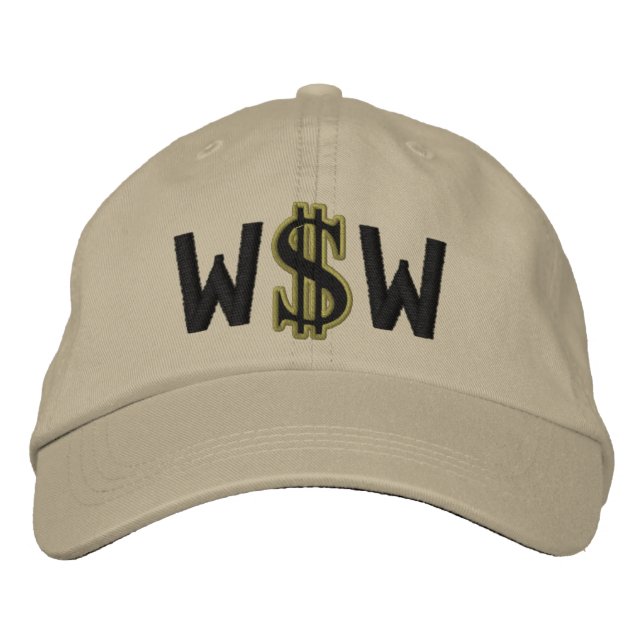 Monogram Personalized Dollar Sign Cash Embroidered Baseball Hat (Front)
