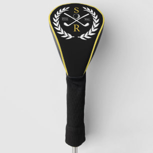 Monogram Personalized Elegant Golf Gold Wreath Golf Head Cover