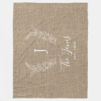 Mom Established Personalized Blankets - Burlap Design with Custom Names