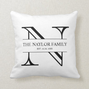 Monogram Personalized Family Wedding Gift Throw Pillow