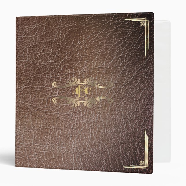 Monogram Personalized Faux Leather Custom 3 Ring Binder (Front/Inside)