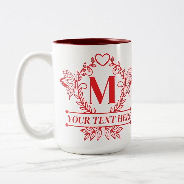 Monogram Personalized Gift for Her Two-Tone Coffee Mug (Left)
