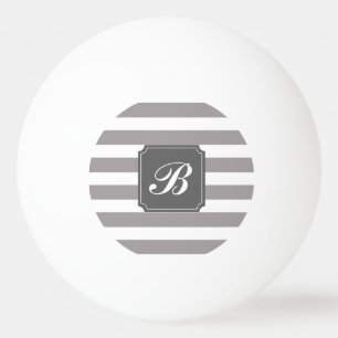Monogram Personalized Gray Stripe Ping Pong Ball