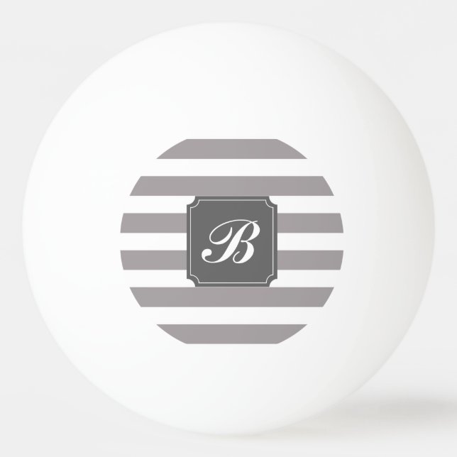 Monogram Personalized Gray Stripe Ping Pong Ball (Front)