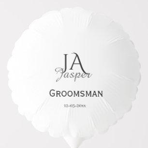 Monogram personalized groomsman best man name date balloon