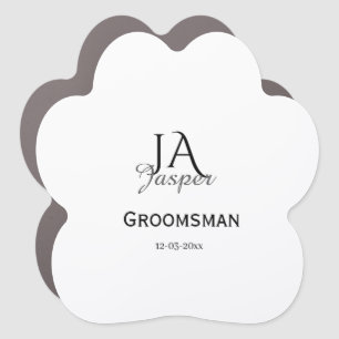 Monogram personalized groomsman best man name date car magnet