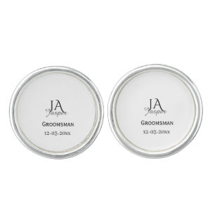 Monogram personalized groomsman best man name date cufflinks