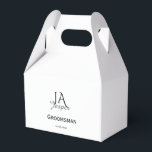 Monogram personalized groomsman best man name date favor boxes<br><div class="desc">design</div>