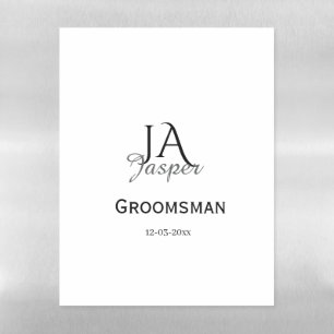 Monogram personalized groomsman best man name date magnetic dry erase sheet