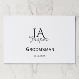 Monogram personalized groomsman best man name date paper pad