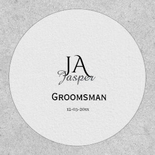Monogram personalized groomsman best man name date patch
