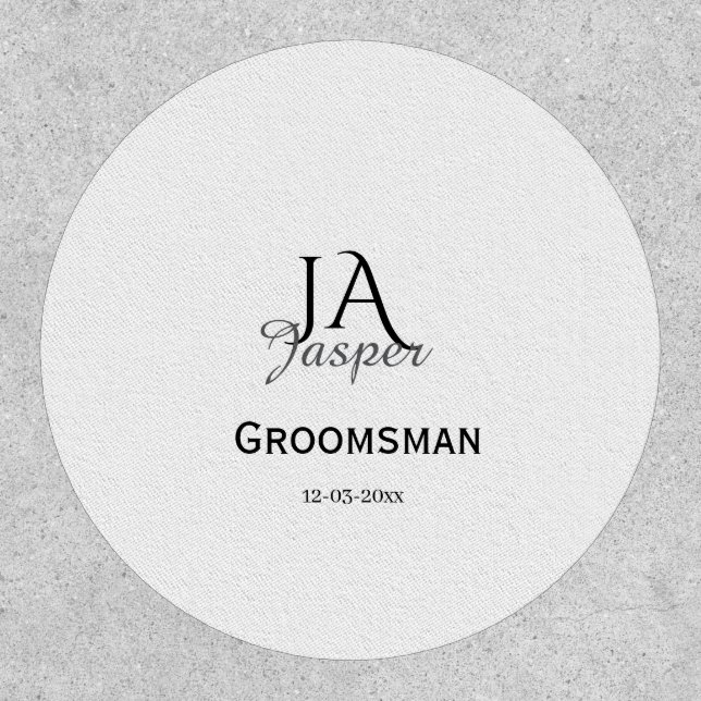Monogram personalized groomsman best man name date patch (Front)