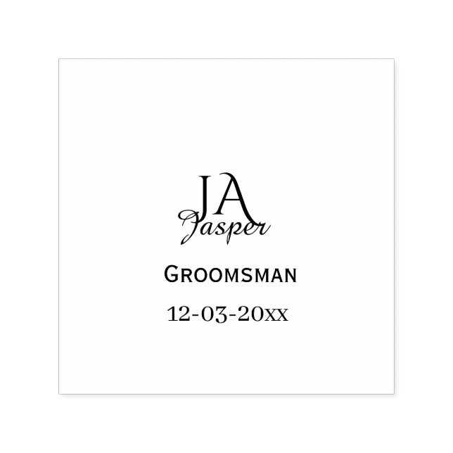 Monogram personalized groomsman best man name date self-inking stamp (Design)