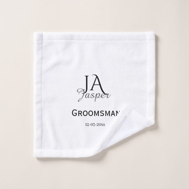Monogram personalized groomsman best man name date wash cloth (Wash Cloth)