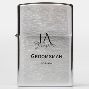 Monogram personalized groomsman best man name date zippo lighter