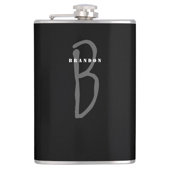 Monogram Personalized Hip Flask For Men 8oz (Front)