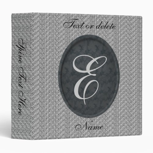 Monogram Personalized Initial Black 3 Ring Binder