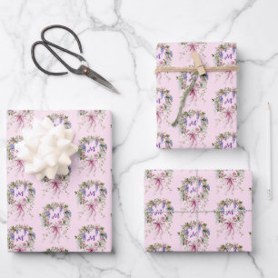 Monogram Personalized Initial Floral Wrapping Paper Sheets