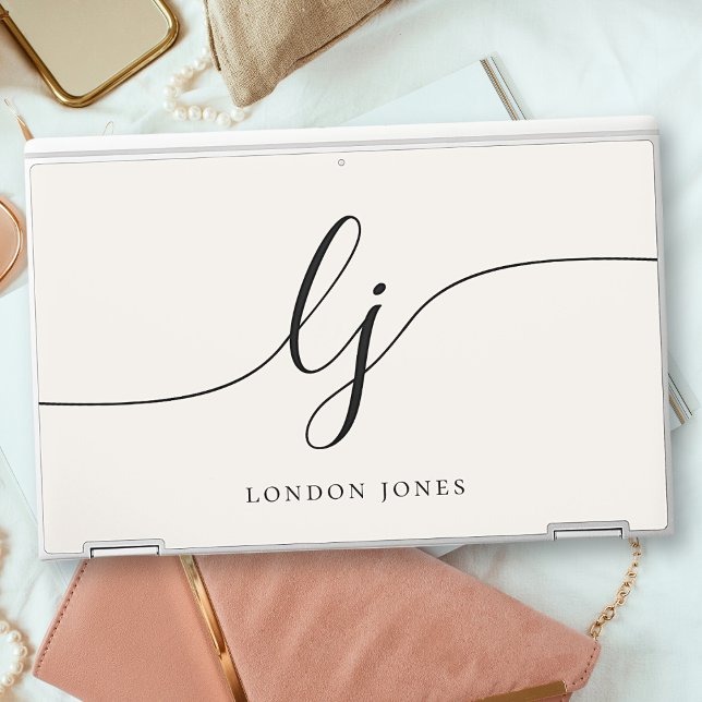 Monogram Personalized Initial Name Feminine Script HP Laptop Skin (Creator Uploaded)