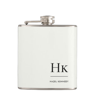 Monogram Personalized Ivory White Bachelorette Flask