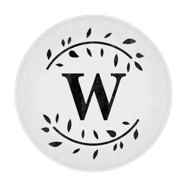 Monogram Personalized Leaf Wreath Cutting Board (Front)