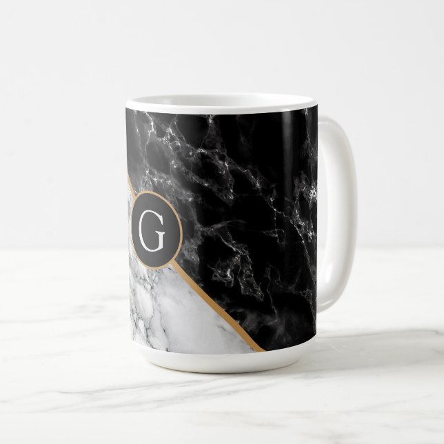 Monogram personalized Letter Marble Coffee Mug (Front Right)