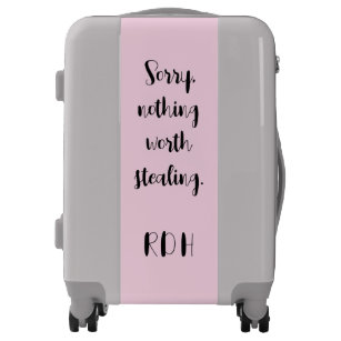 Lightweight hard shell suitcase with funny quote