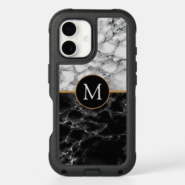 Monogram Personalized Marble iPhone Case (Back)