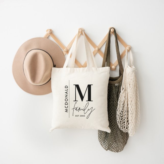 Monogram personalized modern minimal chic family tote bag (Creator Uploaded)