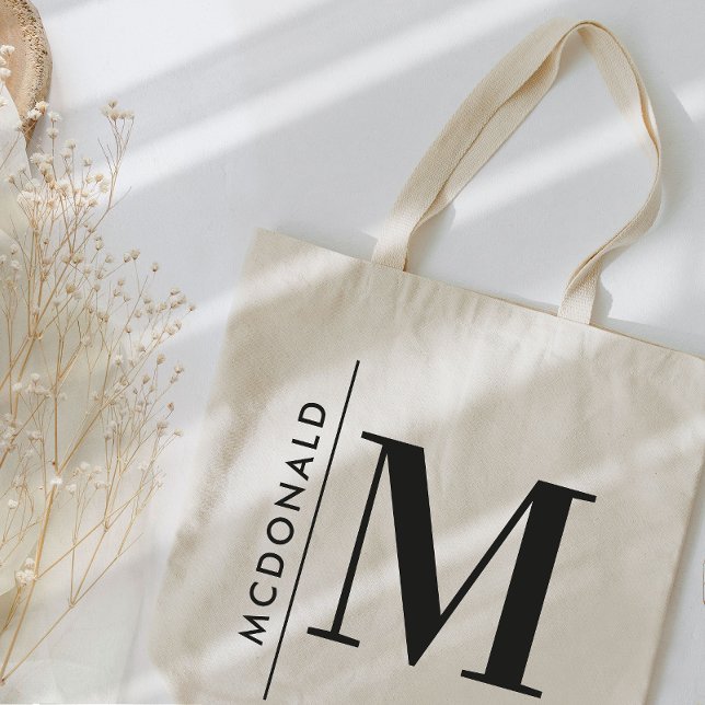 Monogram personalized modern minimal unique tote bag (Creator Uploaded)