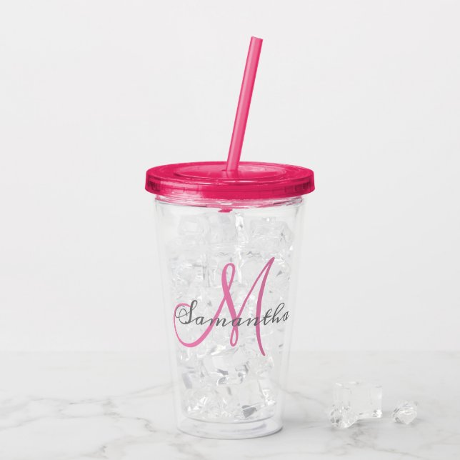 Monogram Personalized Name Acrylic Tumbler (Back Ice)